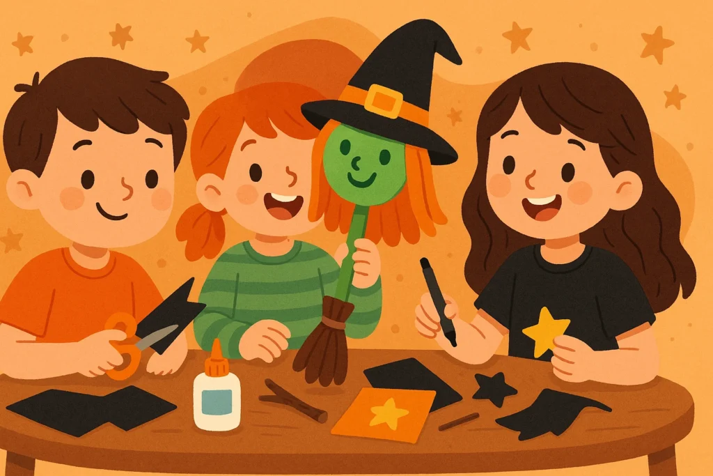 Easy Recycled Spoon Witch Craft for Kids (Fun Halloween DIY Activity!)