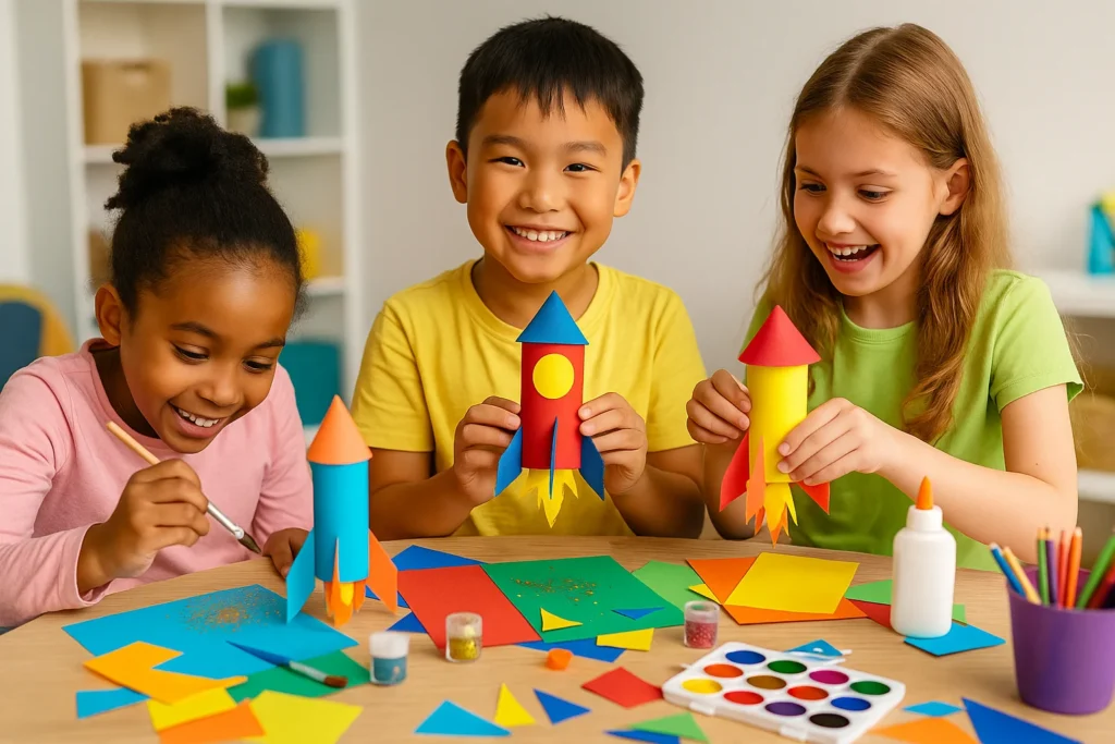  Bright and Colorful Toilet Paper Roll Rocket Craft for Kids